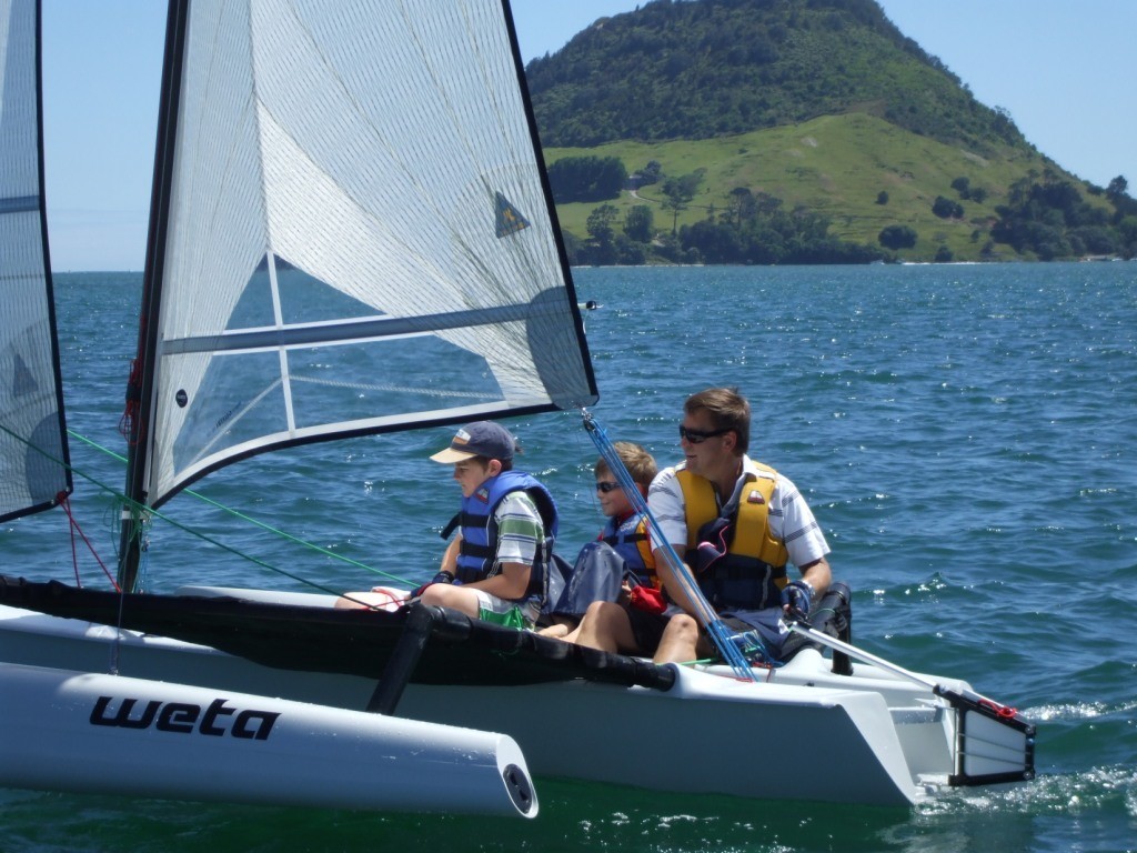 Locals Keith, Matt and Chris Earl enjoying Tauranga Harbour - 2008 Weta National Championships  © Chris Kitchen